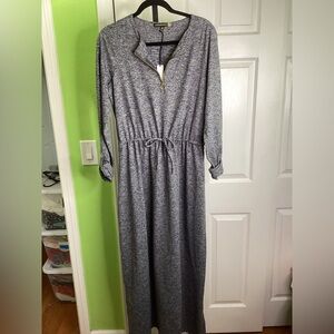 Amber Noon Gray Zippered Maxi Dress, size small, NWT